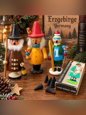 Vintage Christmas Incense Smoker Lot Expertic GDR Enesco 1992 KNOX German Decor